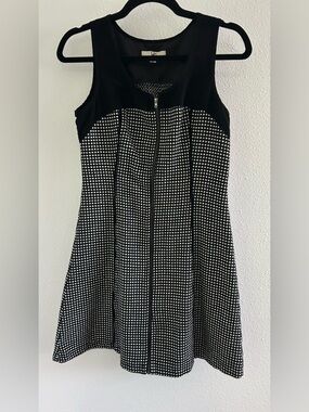 Ya Los Angeles Black & White Zip-Front Fit-and-Flare Mini Dress
